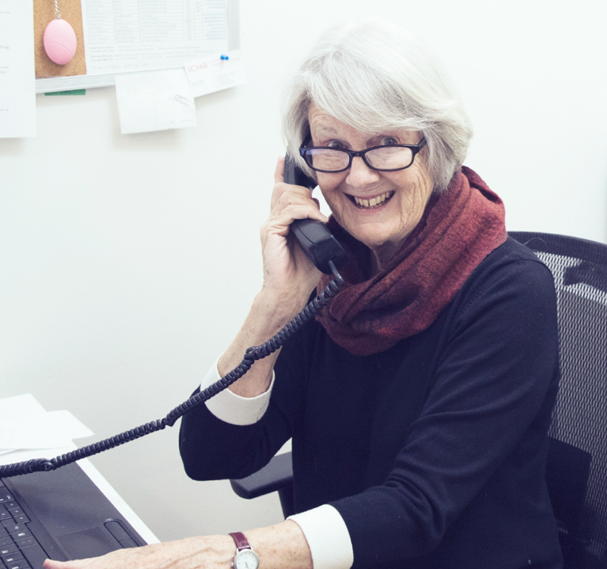 Sistering Volunteer answering the phone