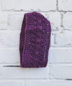 Hand-Knit Winter Headband in Dark Purple