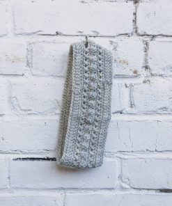 Hand-Knit Winter Headband in Light Grey