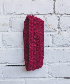 Hand-Knit Winter Headband in Cranberry