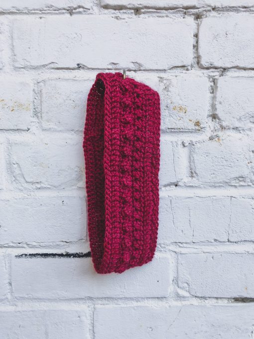Hand-Knit Winter Headband in Cranberry
