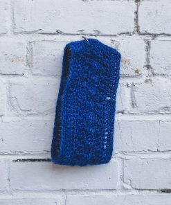 Hand-Knit Winter Headband in Denim Blue