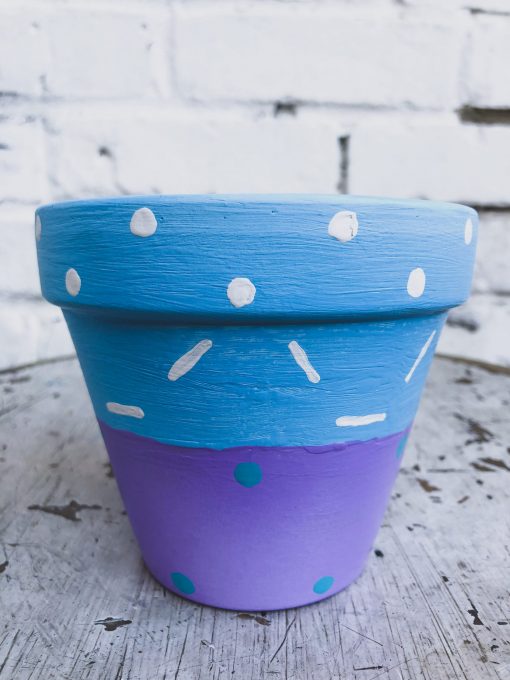 Artisanal Decorative Purple and Blue Plant Pot