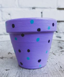 Artisanal Purple Plant Pot with Polka Dots