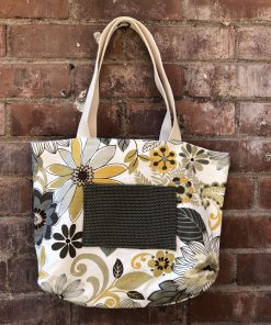Floral Printed Tote with Grey Pocket