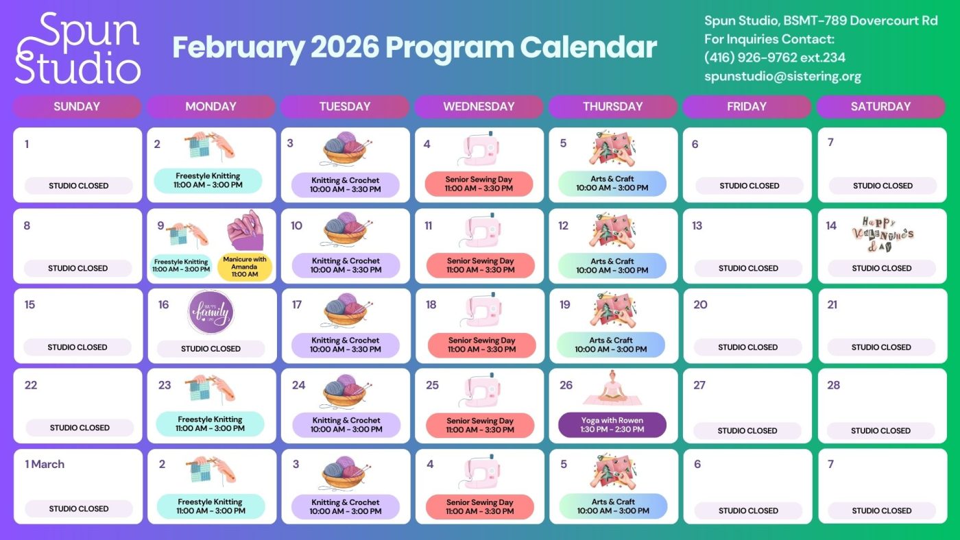 SPUN Calendar - February 2026